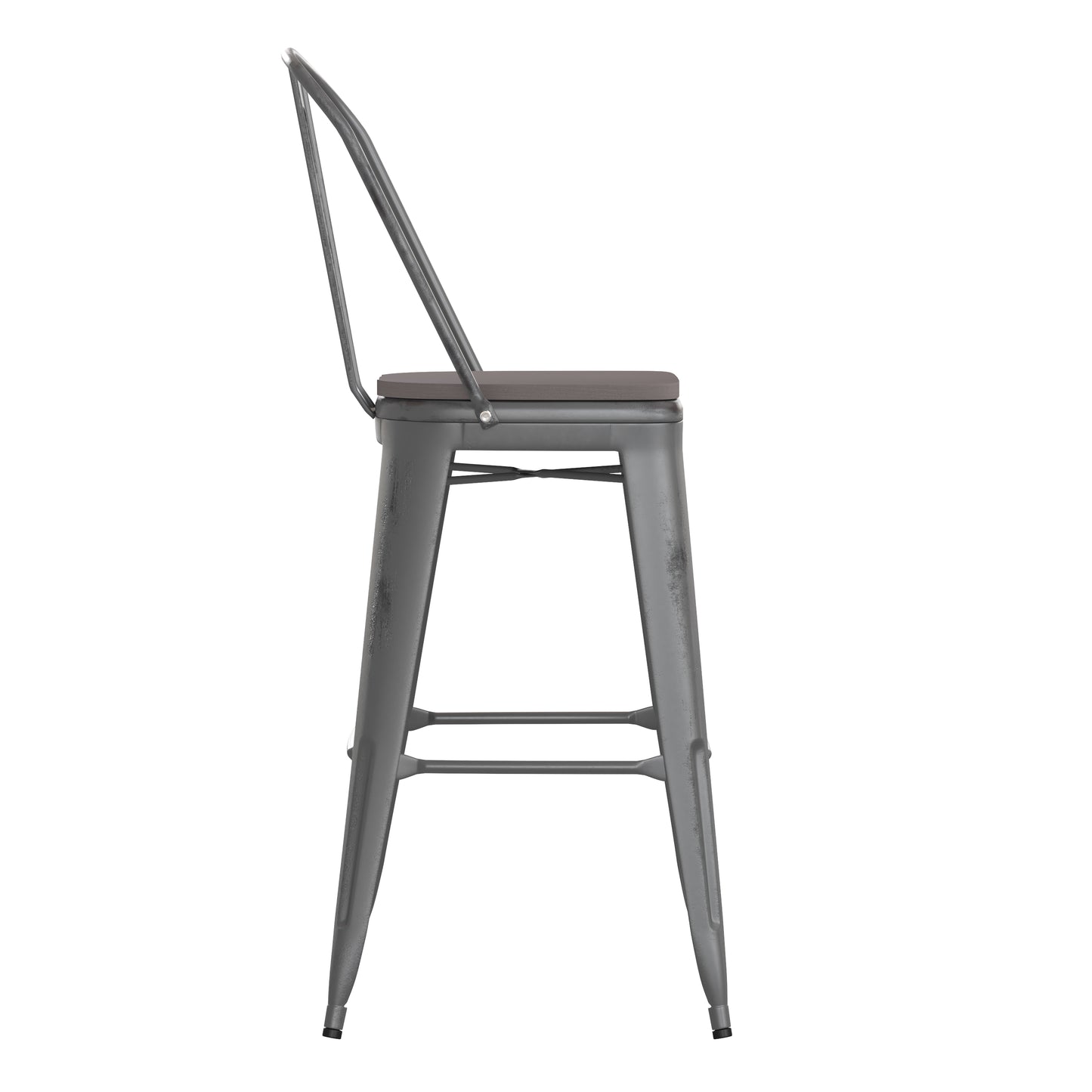 Silver Metal Stool-Gray Seat ET-3534-30-SIL-PL1G-GG