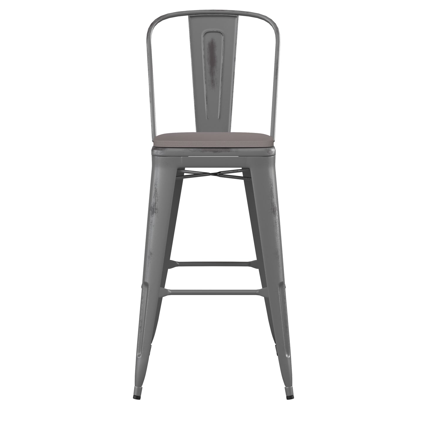 Silver Metal Stool-Gray Seat ET-3534-30-SIL-PL1G-GG