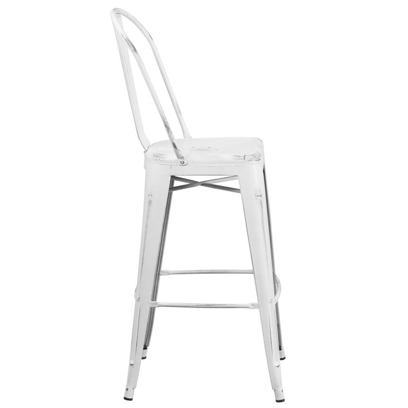 Distressed White Metal Stool ET-3534-30-WH-GG