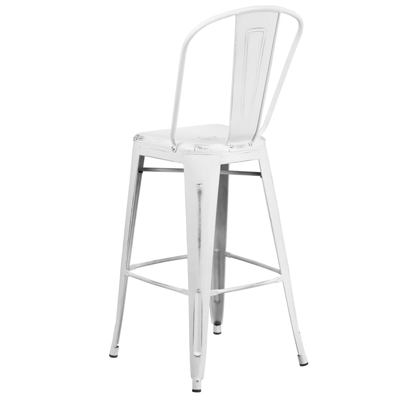 Distressed White Metal Stool ET-3534-30-WH-GG