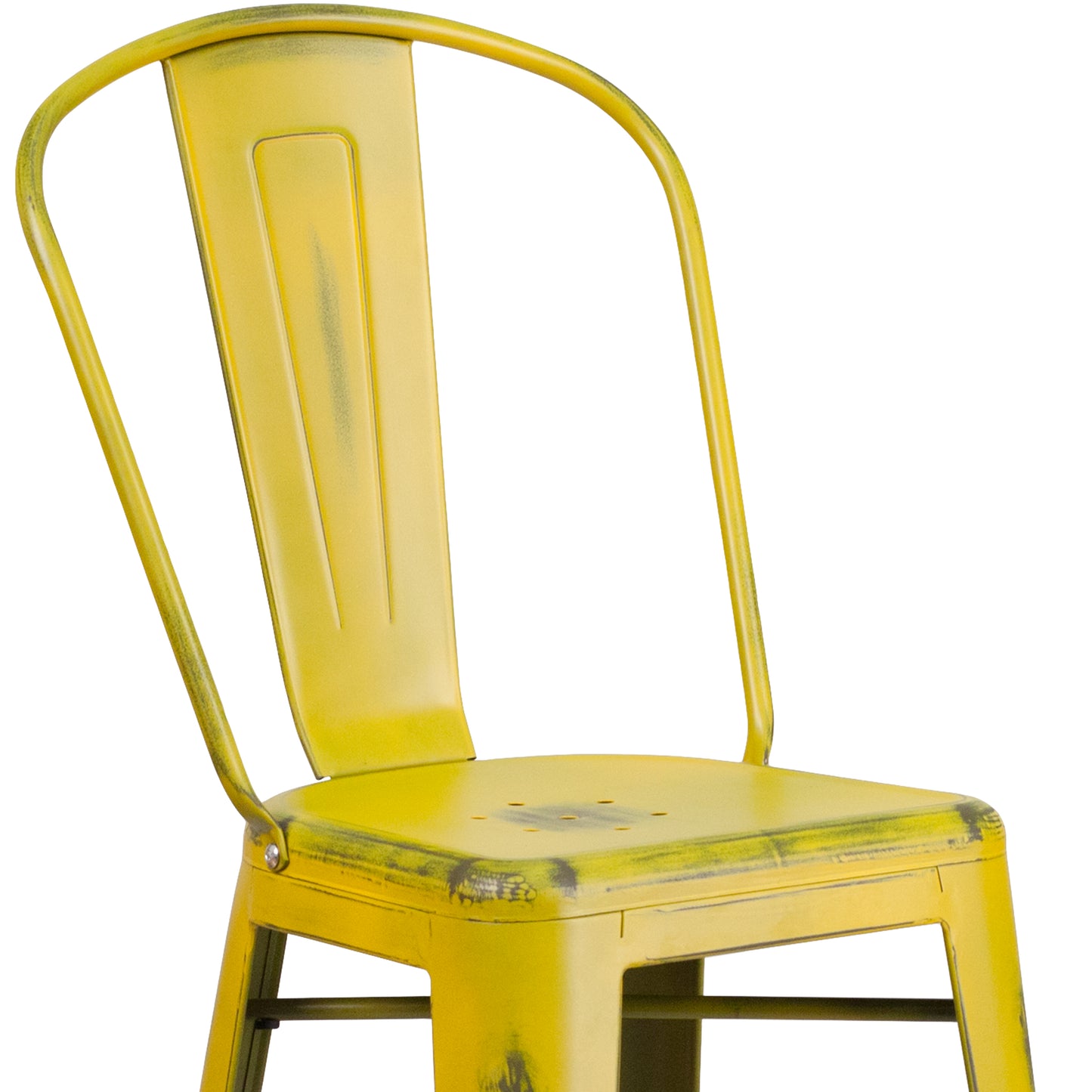 Distressed Yellow Metal Stool ET-3534-30-YL-GG