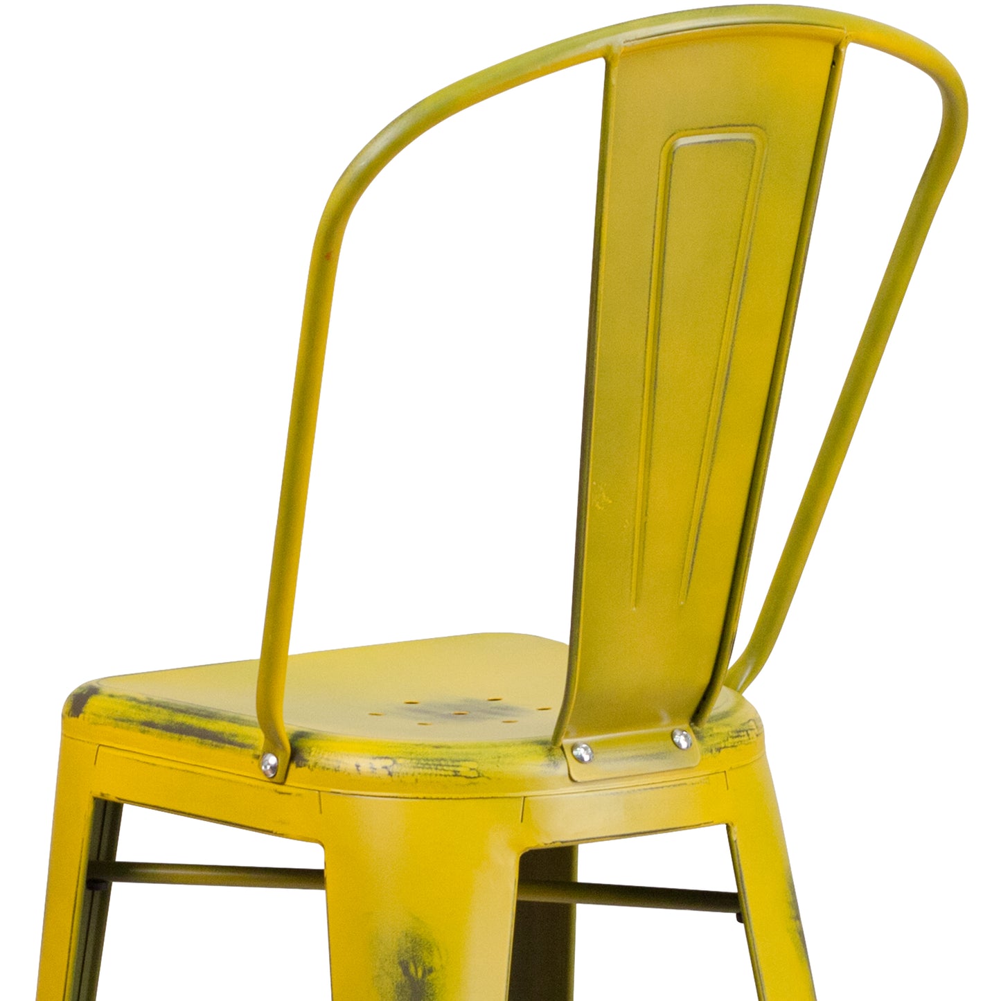 Distressed Yellow Metal Stool ET-3534-30-YL-GG