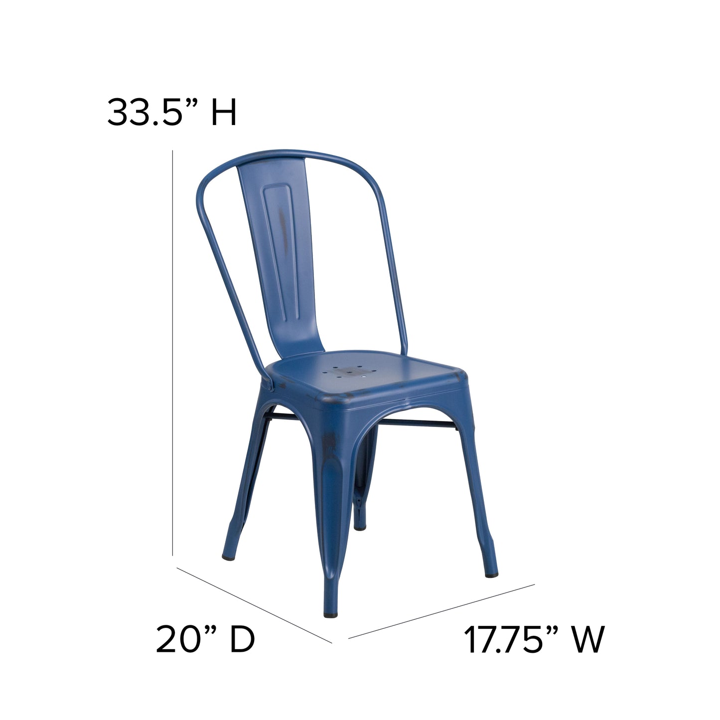 Distressed Blue Metal Chair ET-3534-AB-GG