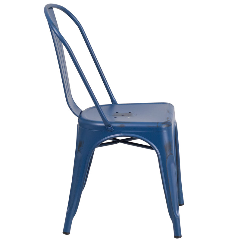 Distressed Blue Metal Chair ET-3534-AB-GG