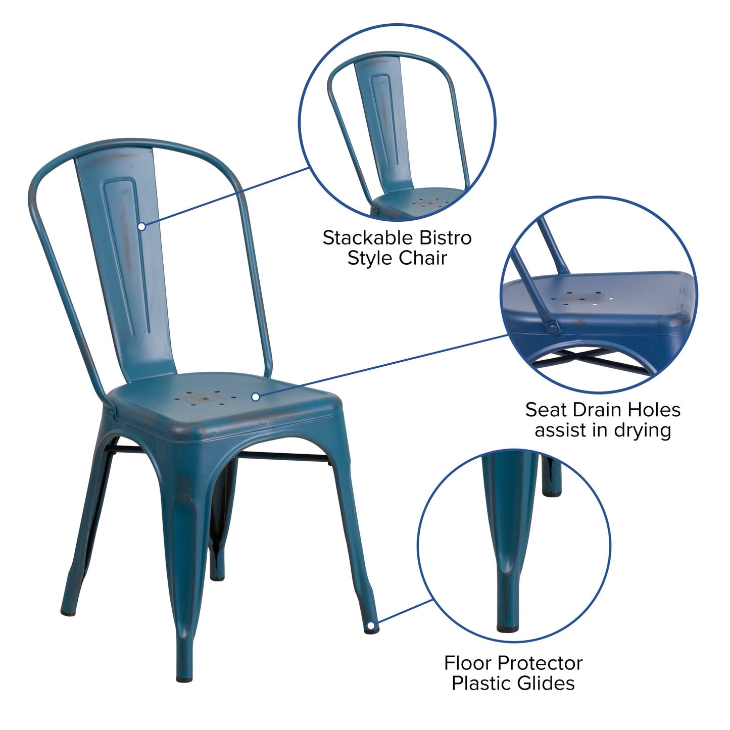 Distressed Blue Metal Chair ET-3534-AB-GG