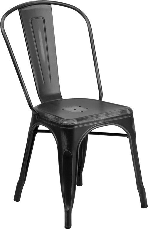 Distressed Black Metal Chair ET-3534-BK-GG