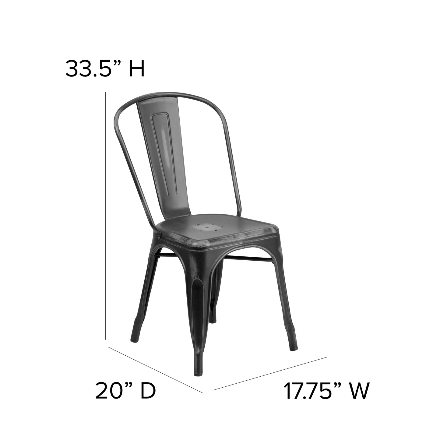 Distressed Black Metal Chair ET-3534-BK-GG