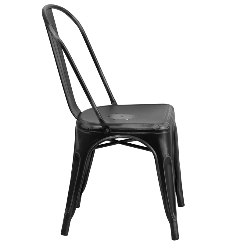 Distressed Black Metal Chair ET-3534-BK-GG