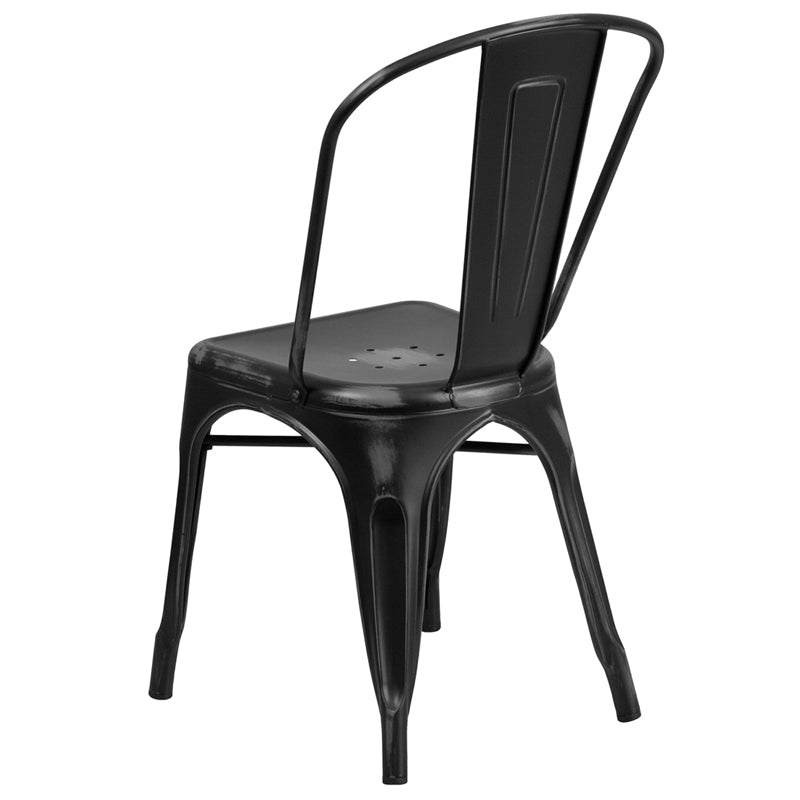 Distressed Black Metal Chair ET-3534-BK-GG