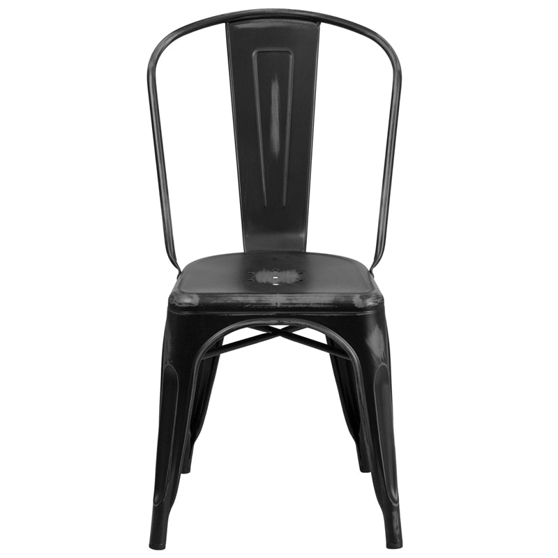 Distressed Black Metal Chair ET-3534-BK-GG