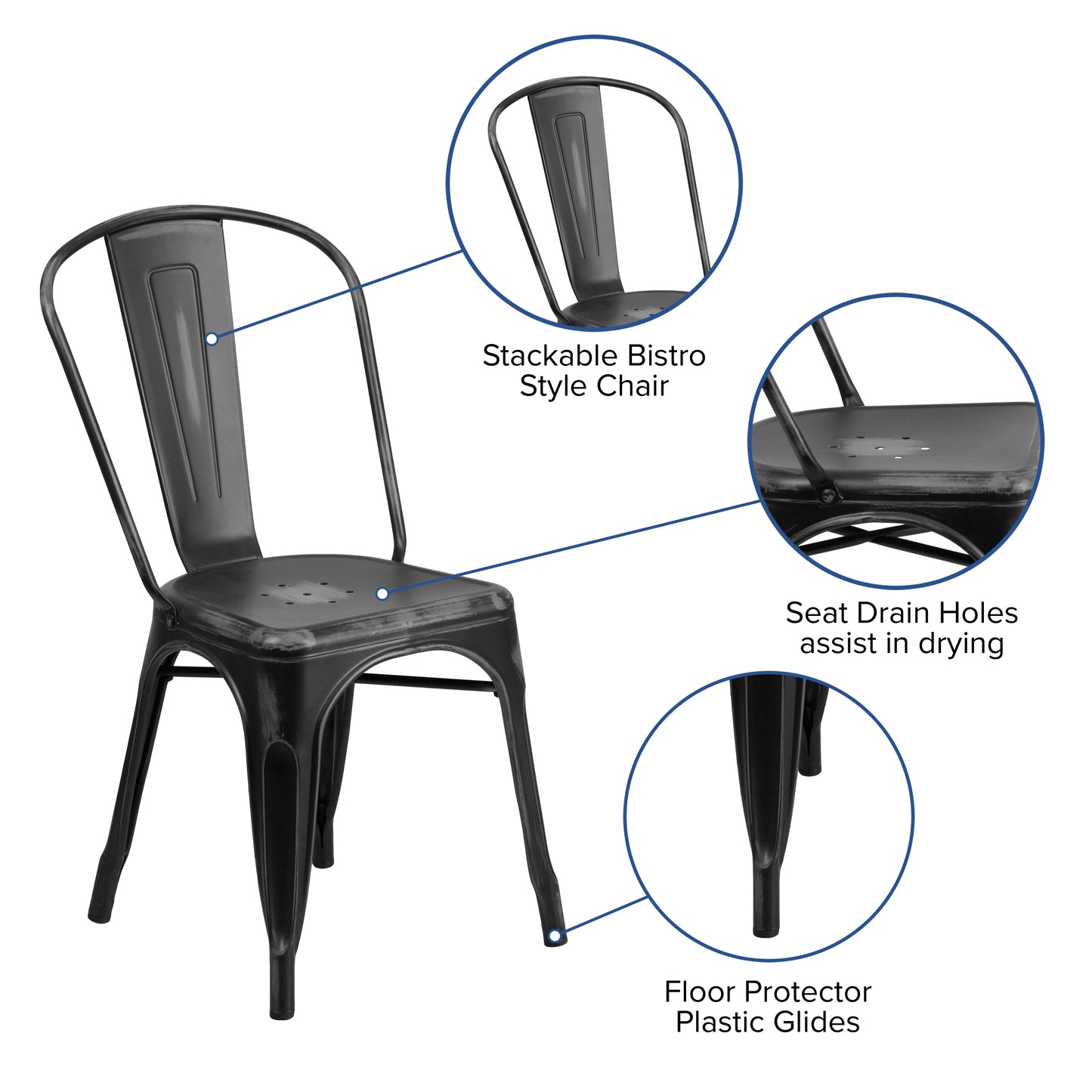 Stackable Metal Bistro Style Chair