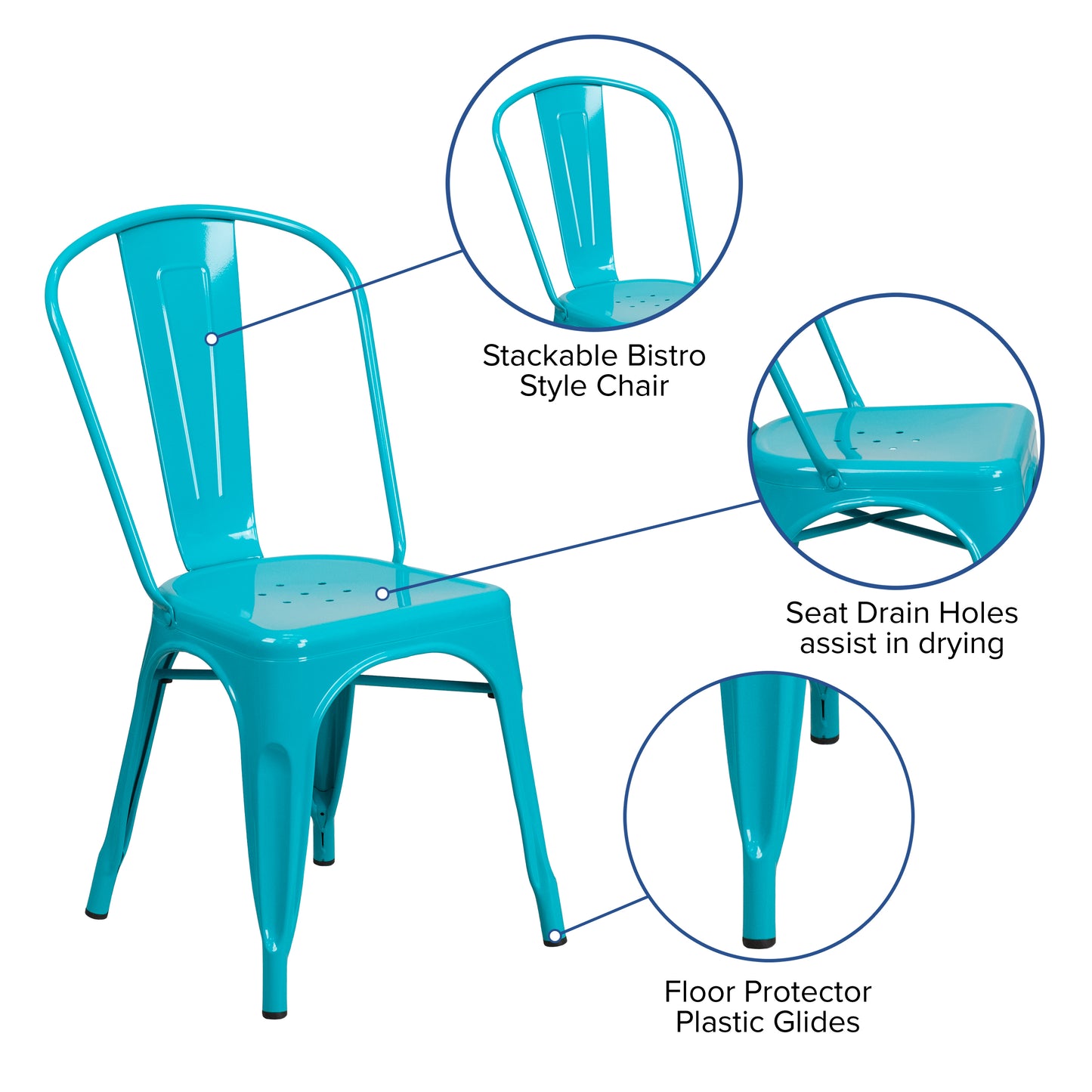 Crystal Teal-Blue Metal Chair ET-3534-CB-GG