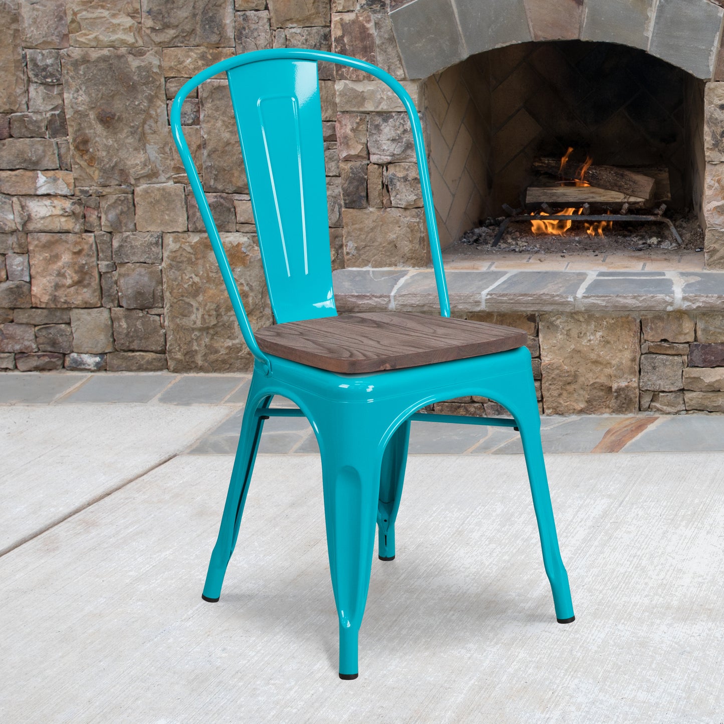 Crystal Teal-Blue Metal Chair ET-3534-CB-WD-GG