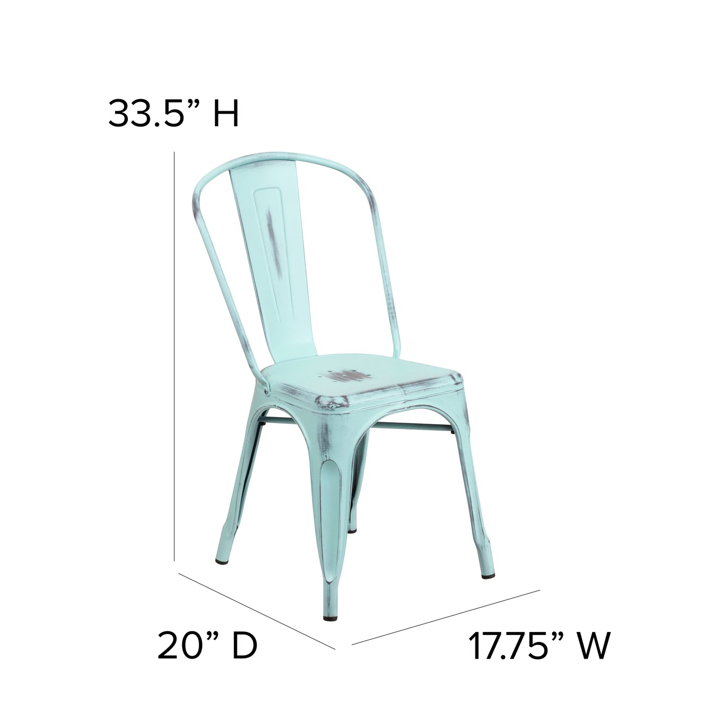 Distressed Gn-Blue Metal Chair ET-3534-DB-GG