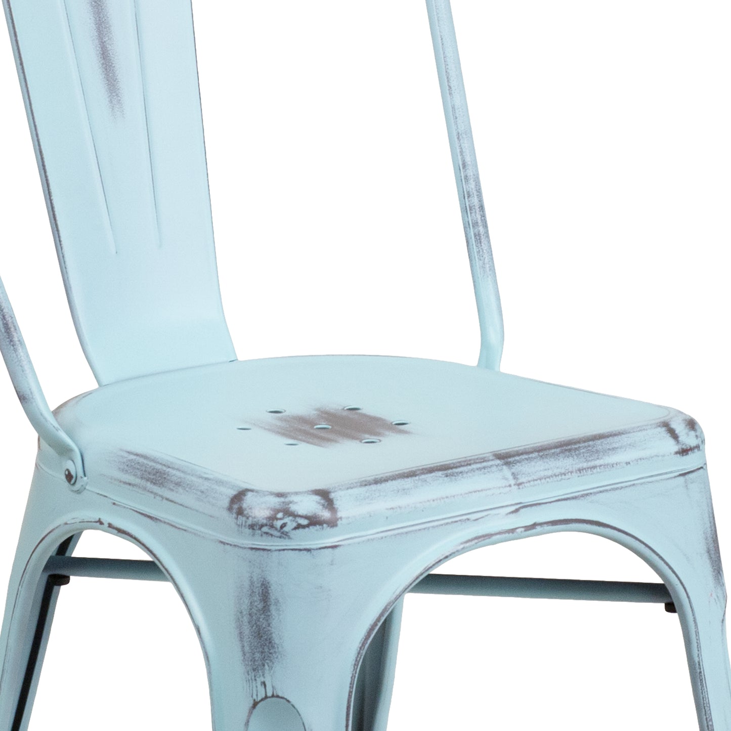 Distressed Gn-Blue Metal Chair ET-3534-DB-GG