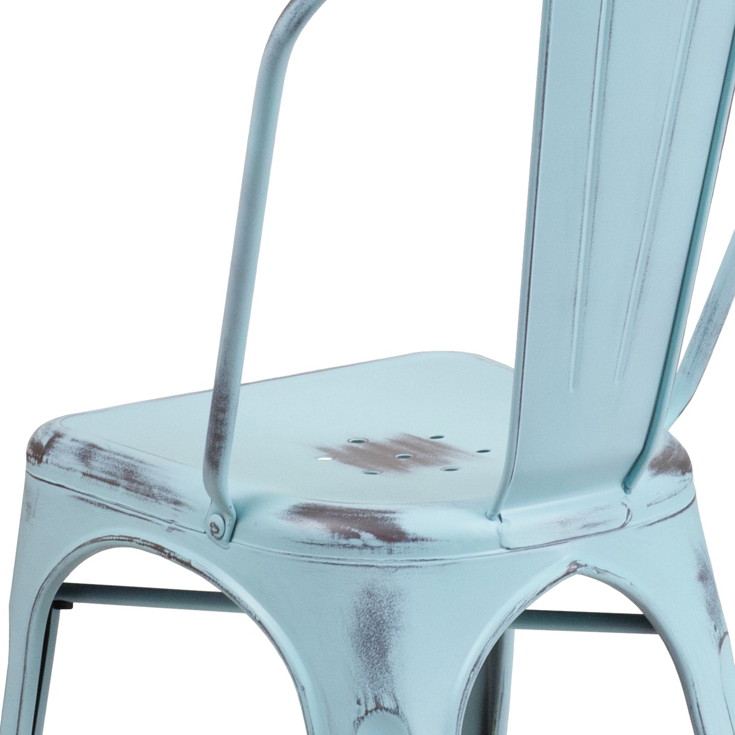 Distressed Gn-Blue Metal Chair ET-3534-DB-GG