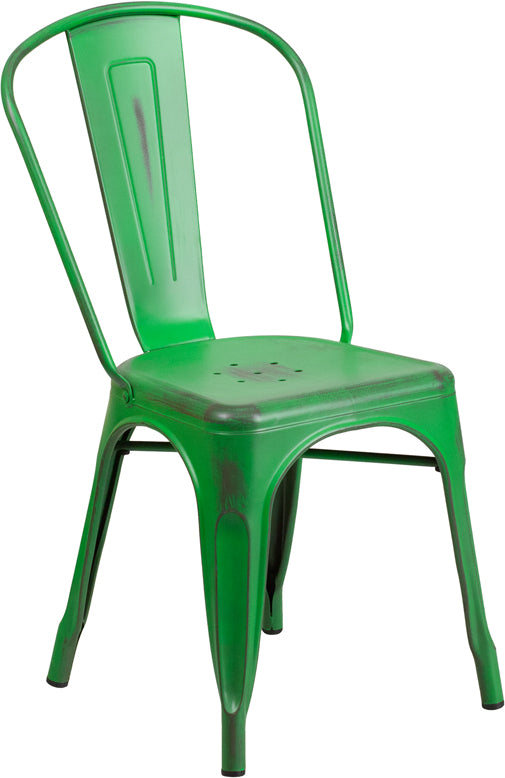 Distressed Green Metal Chair ET-3534-GN-GG