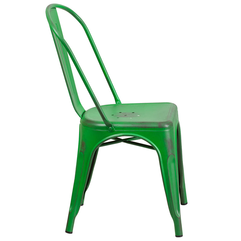 Distressed Green Metal Chair ET-3534-GN-GG