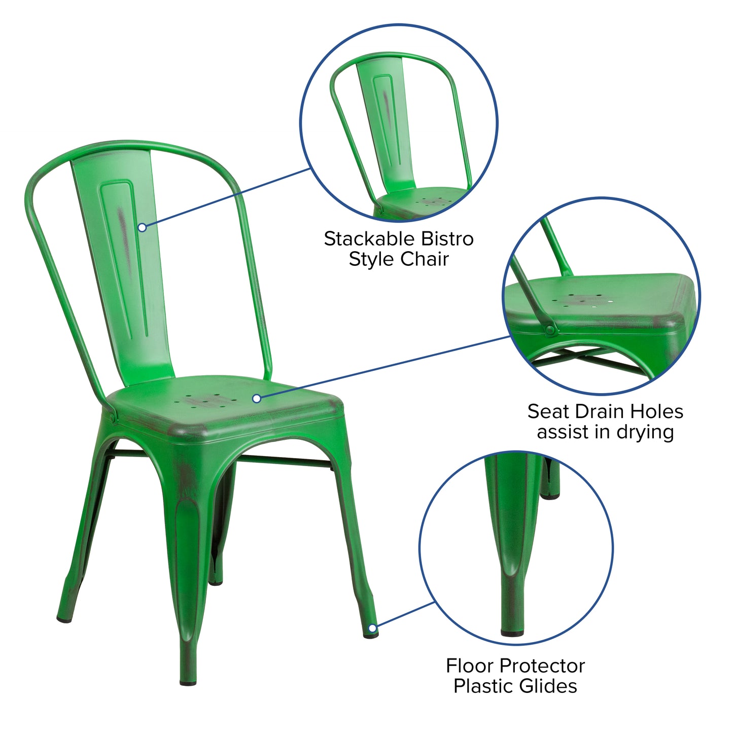 Distressed Green Metal Chair ET-3534-GN-GG