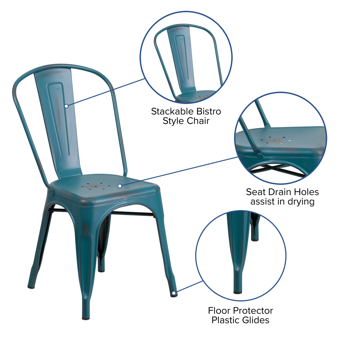 Distressed Blue-TL Metal Chair ET-3534-KB-GG