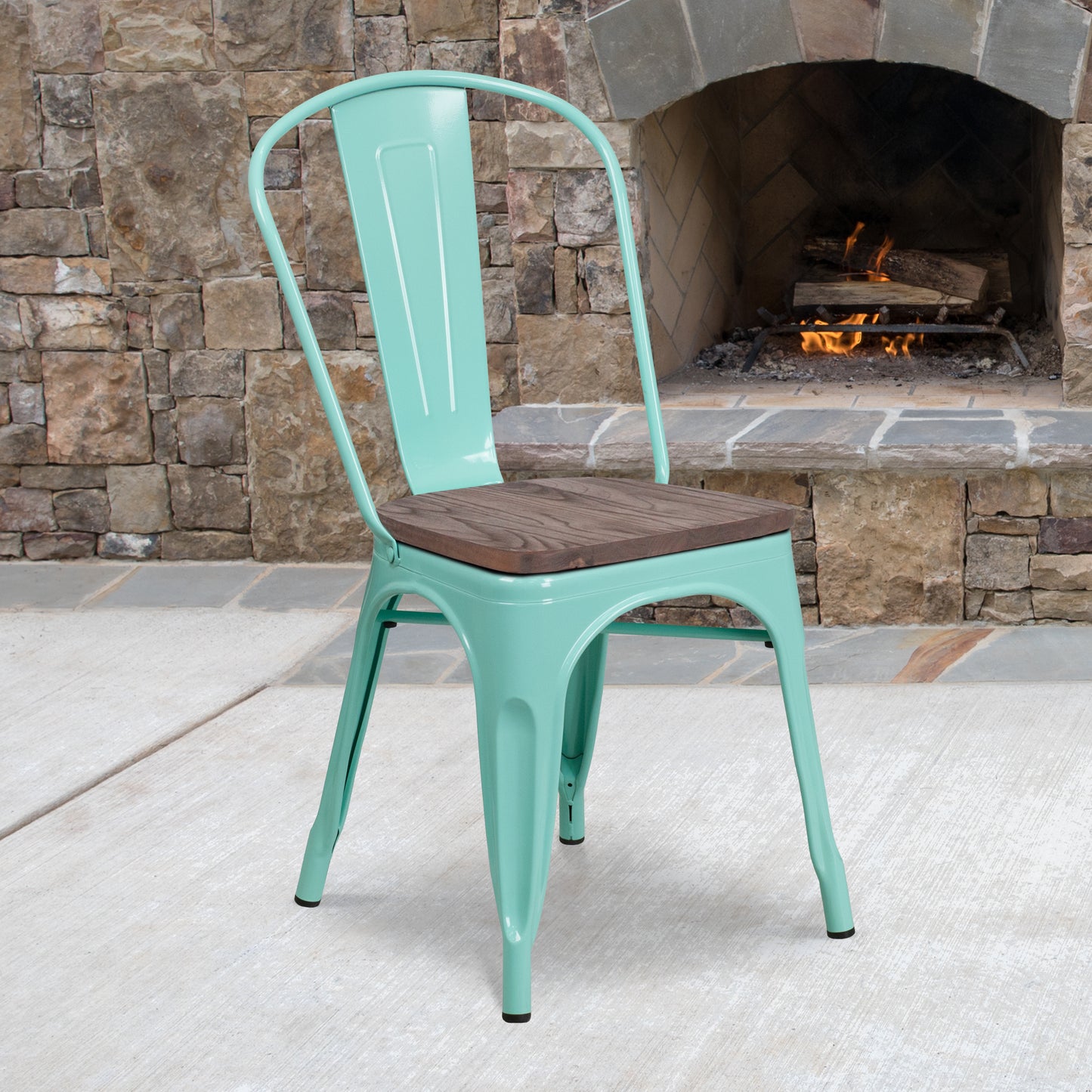 Mint Green Metal Chair ET-3534-MINT-WD-GG