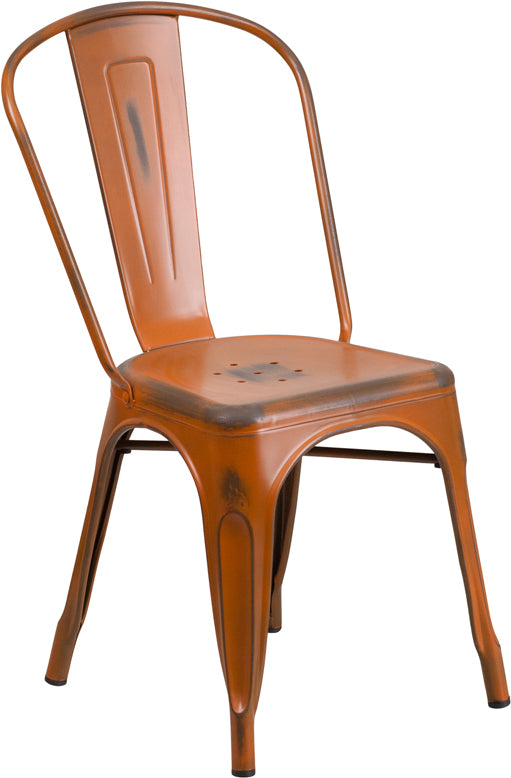 Distressed Orange Metal Chair ET-3534-OR-GG