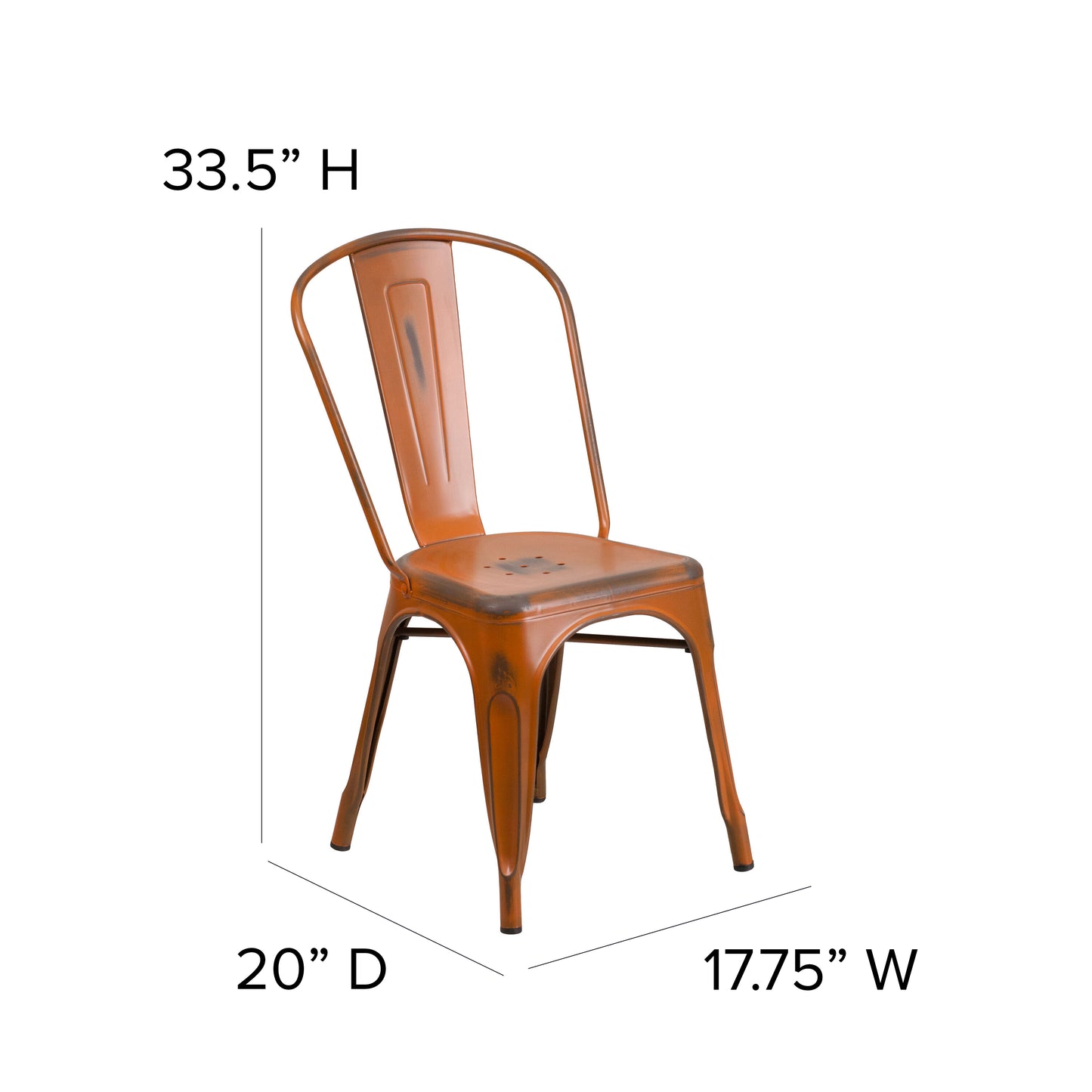 Distressed Orange Metal Chair ET-3534-OR-GG