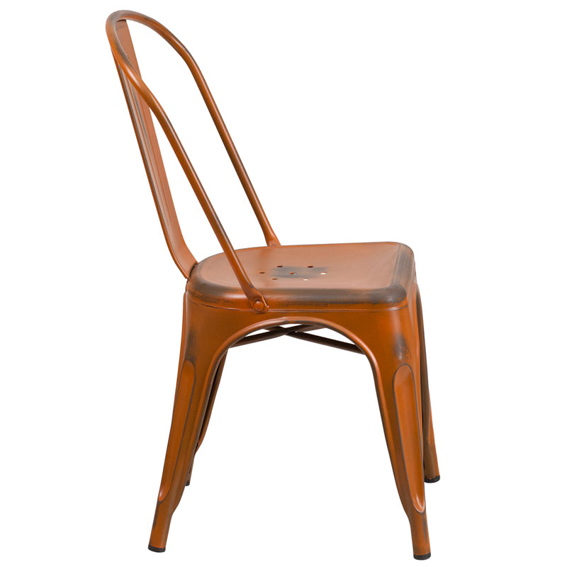 Distressed Orange Metal Chair ET-3534-OR-GG