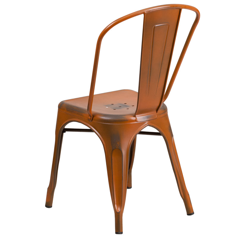 Distressed Orange Metal Chair ET-3534-OR-GG