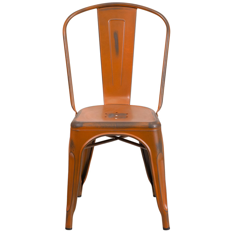 Distressed Orange Metal Chair ET-3534-OR-GG