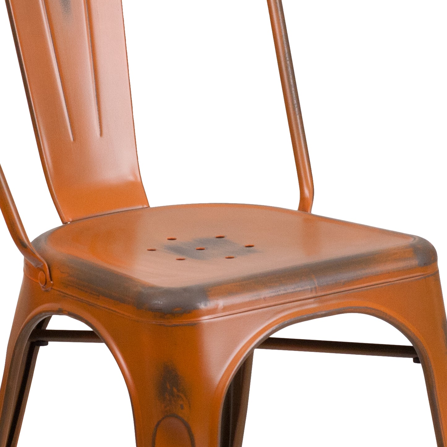 Distressed Orange Metal Chair ET-3534-OR-GG