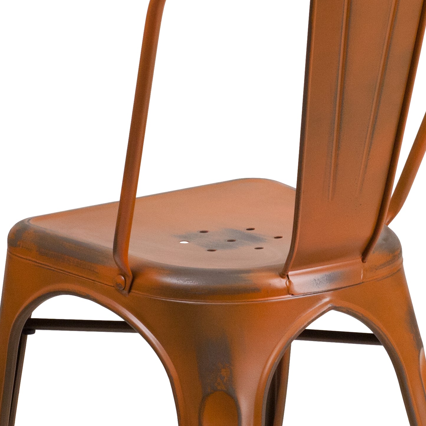 Distressed Orange Metal Chair ET-3534-OR-GG