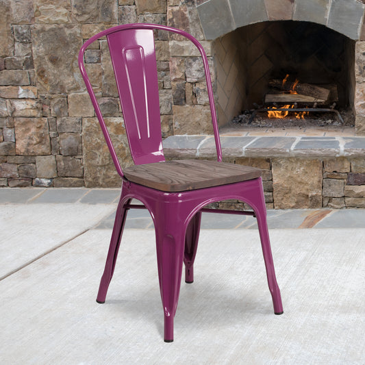 Purple Metal Chair ET-3534-PUR-WD-GG