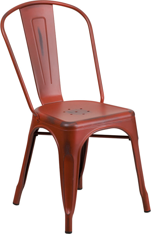 Distressed Red Metal Chair ET-3534-RD-GG