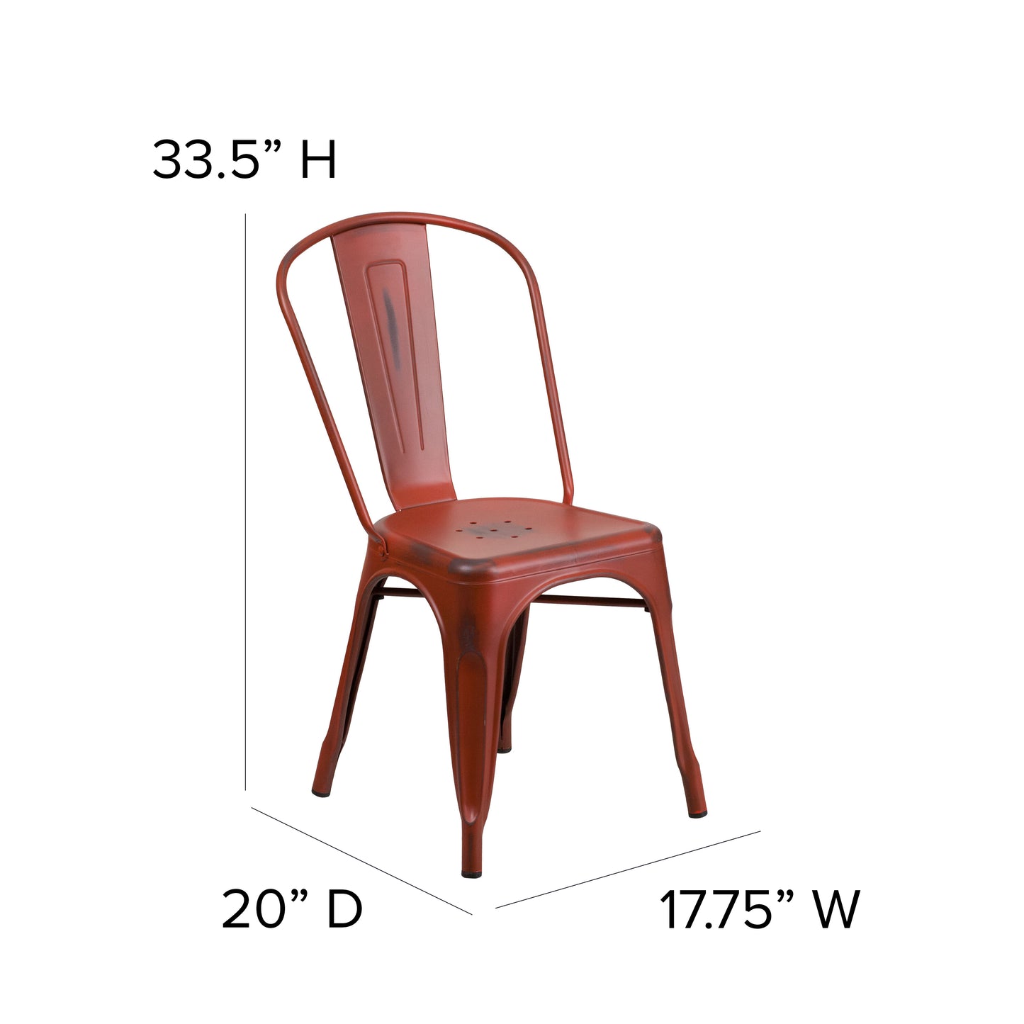 Distressed Red Metal Chair ET-3534-RD-GG