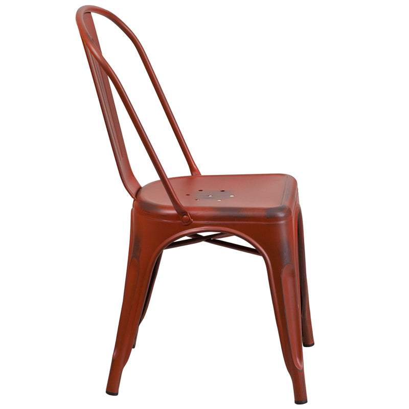 Distressed Red Metal Chair ET-3534-RD-GG