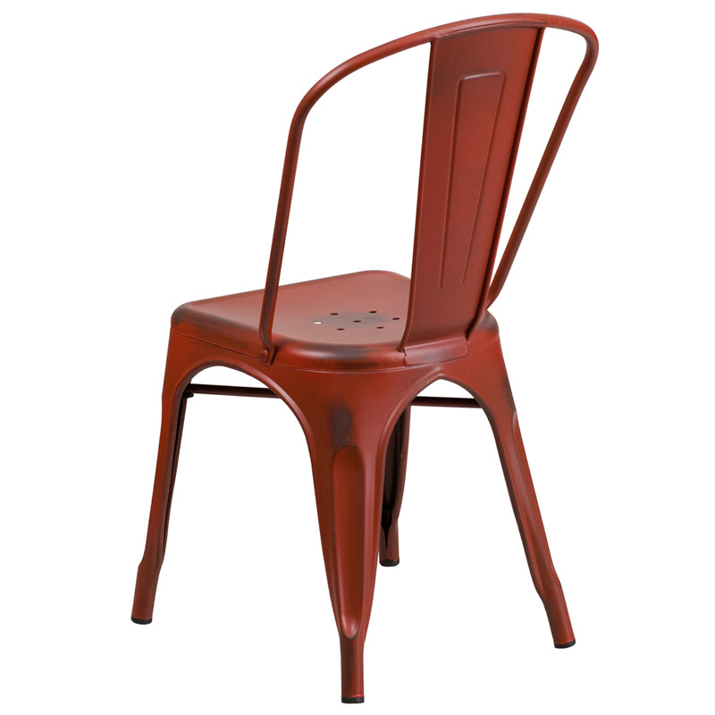 Distressed Red Metal Chair ET-3534-RD-GG