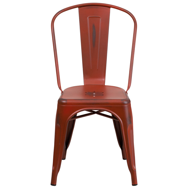 Distressed Red Metal Chair ET-3534-RD-GG