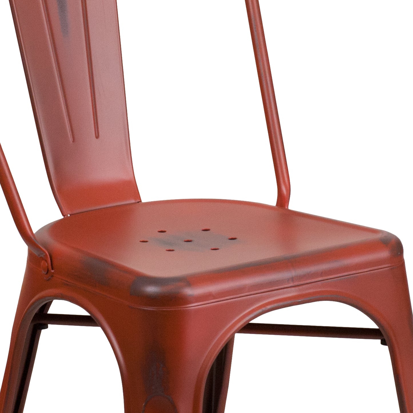 Distressed Red Metal Chair ET-3534-RD-GG