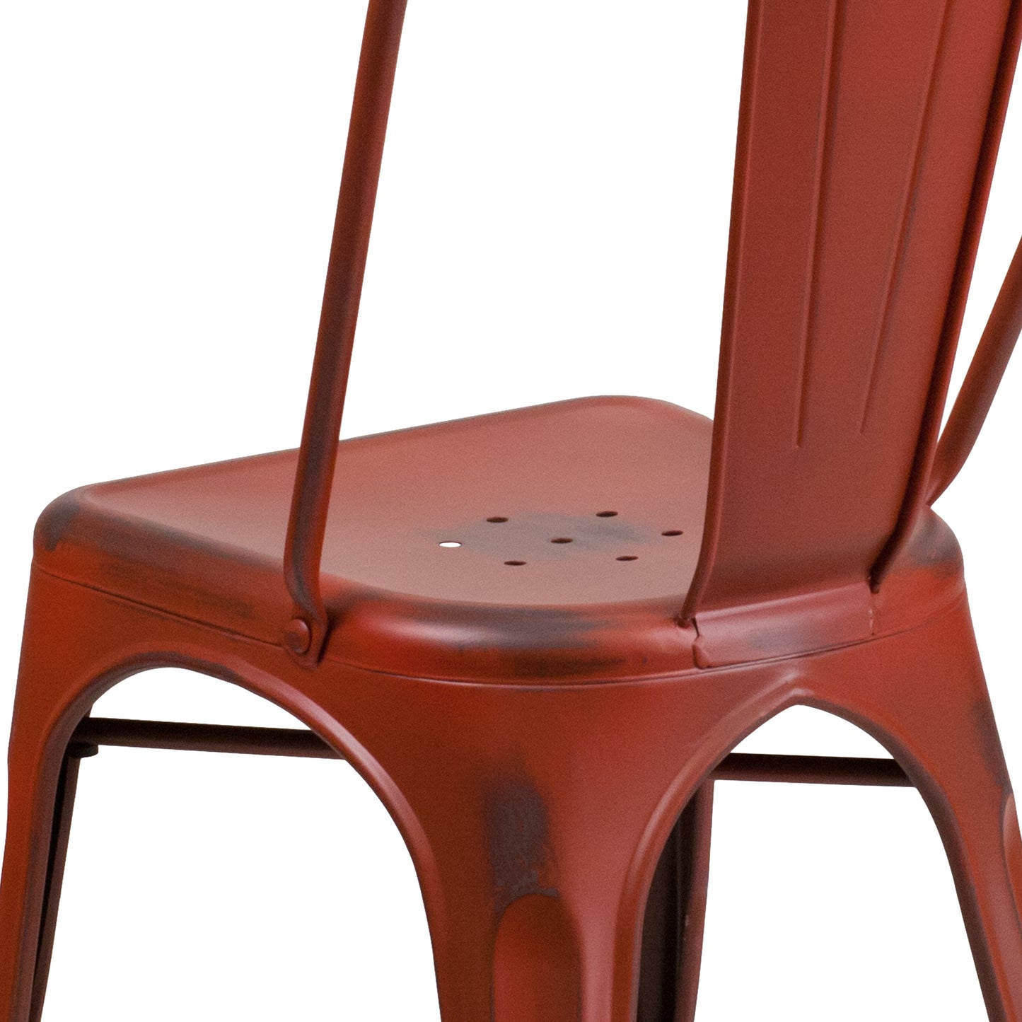 Distressed Red Metal Chair ET-3534-RD-GG