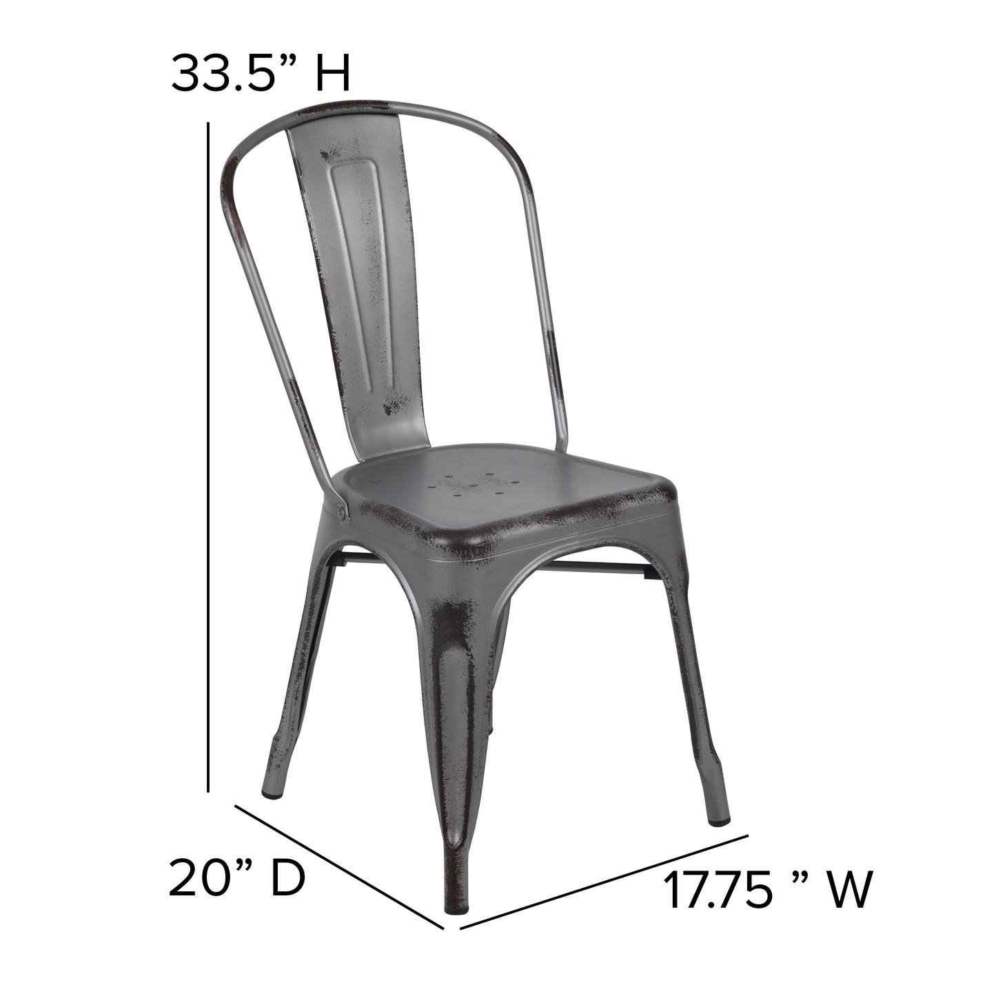 Distressed Silver Metal Chair ET-3534-SIL-GG