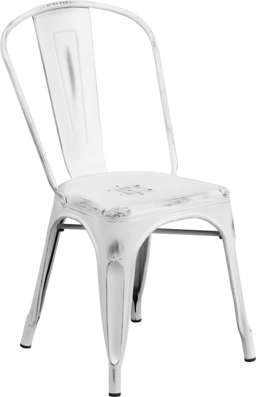 Distressed White Metal Chair ET-3534-WH-GG