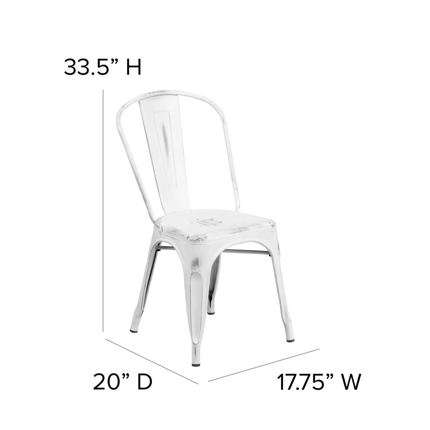 Distressed White Metal Chair ET-3534-WH-GG