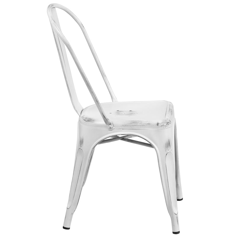 Distressed White Metal Chair ET-3534-WH-GG