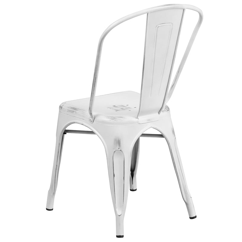 Distressed White Metal Chair ET-3534-WH-GG