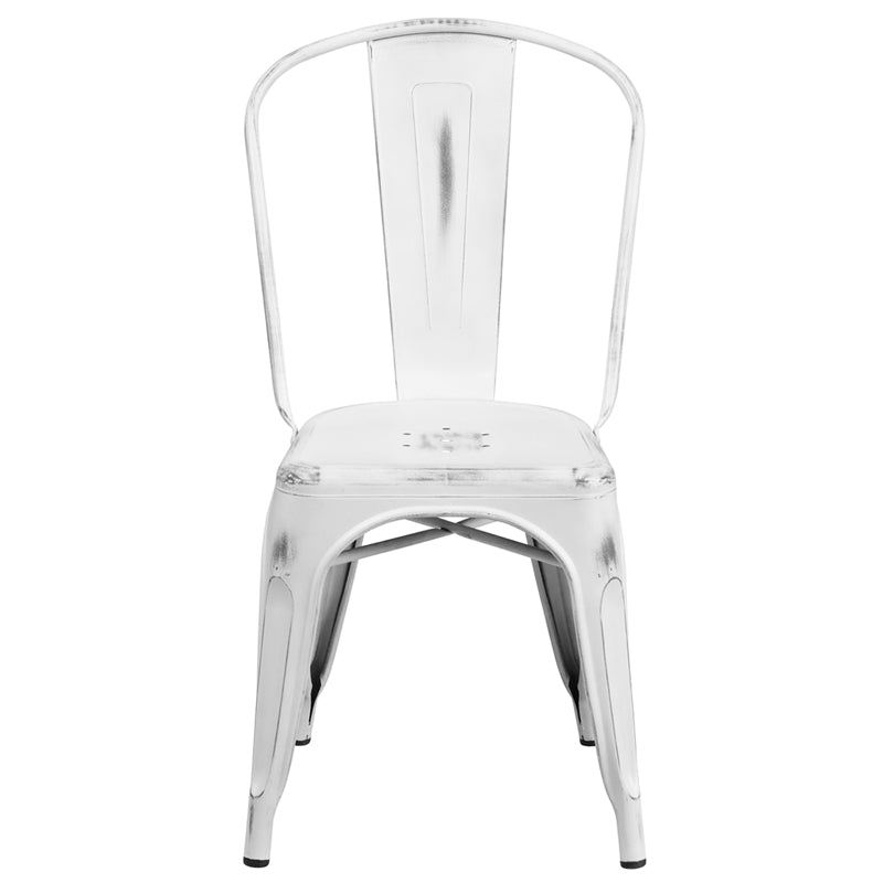 Distressed White Metal Chair ET-3534-WH-GG