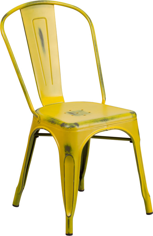 Distressed Yellow Metal Chair ET-3534-YL-GG