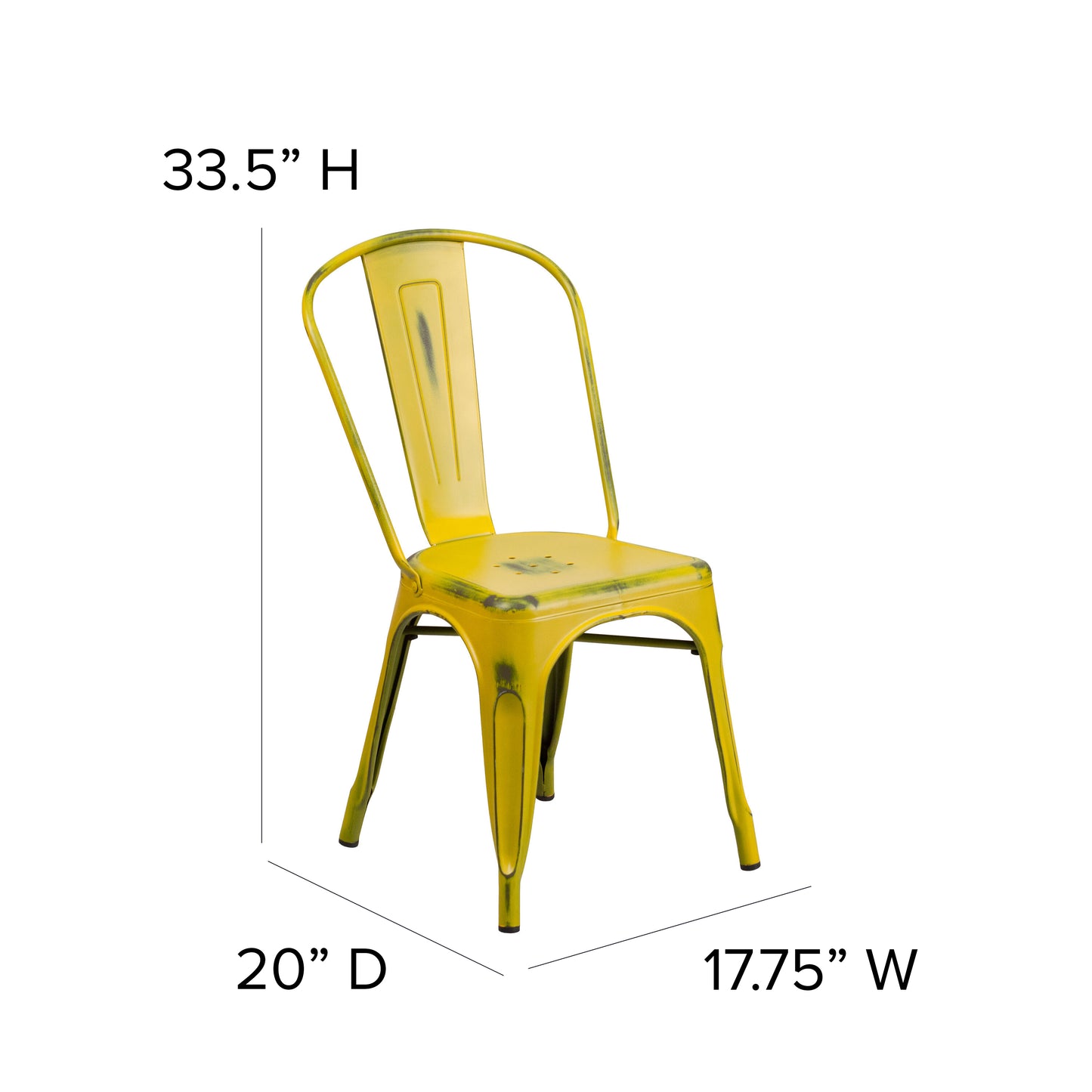 Distressed Yellow Metal Chair ET-3534-YL-GG