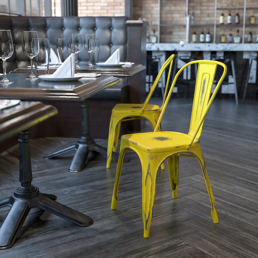 Distressed Yellow Metal Chair ET-3534-YL-GG