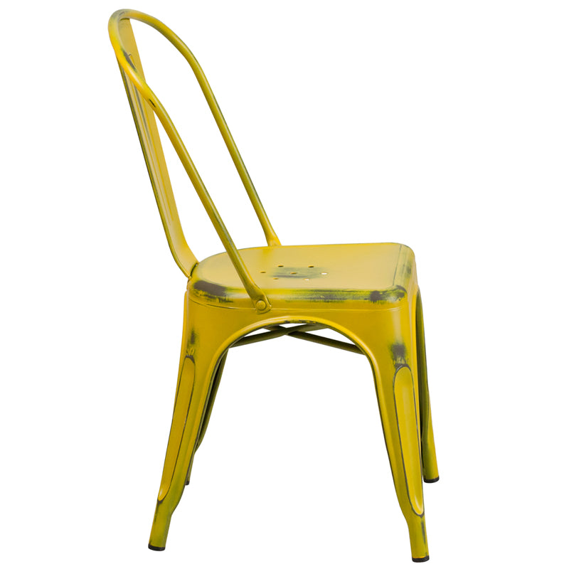 Distressed Yellow Metal Chair ET-3534-YL-GG